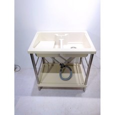 全新雙槽塑鋼洗衣槽（不鏽鋼腳架）洗手台洗衣槽水槽塑鋼水槽, 1個