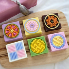 [유진공방] 전통문양 오색비누 명절선물세트 외국인선물 무료선물포장, 100g, 6개입