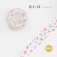 莫莫日貨 2023 2月新品 BGM 春季限定燙金金箔和紙膠帶 櫻花散落 SPSA028, 1個