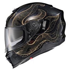 ScorpionEXO T520 풀 페이스 투어링 오토바이 헬멧 블루투스 레디 스피커 포켓 포함 DOT ECE 승인 솔리드 (글로스 화이트 - XL) 그외 각종 400752, X-Large, Nama-shimi 블랙/골드