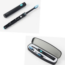 강력 굴곡 W 칫솔모 그립감 좋은 음파 진동 전동 칫솔 검정 + 케이스