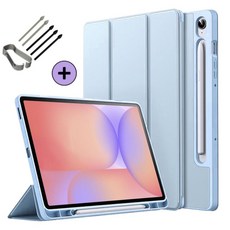 케이스나라 갤럭시탭 S10 Lite 라이트 호환 S펜슬 수납 케이스 보호 북커버 SM-X400 X406N, 스카이블루, 1개