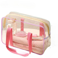 透明防水 撞色手提包 透明沙灘包 果凍包 沙灘包 游泳包 防水沙灘包 手提包 沙灘透明防水包 媽媽包 防水包 防水, 大號包-防水撞色包