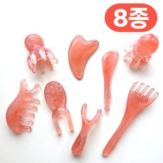 이든무드 괄사 얼굴 두피 바디 전신 마사지 8종 세트, 핑크, 1세트