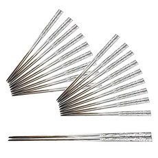 고급 스텐 숟가락 젓가락 민자 땡땡이 인삼 업소용 수저 (10개/50개/100개), 50개, 인삼 젓가락