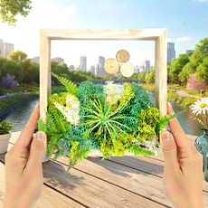스칸디아모스 액자 만들기 키트 모스 이오난사 화분 diy 원예 노인 어르신 중학생, 모스+이오난사 액자 만들기(P0000KYH)