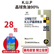 K.U.P晶球魚油90% 28包/盒 韓國進口小魚油 DHA EPA 台灣公司貨【元康藥局】, 1個