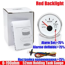플래시 알람 장착 유지 탱크 게이지 하수 레벨 센서 HTG 폐기물 계량기 자동차 보트 커스텀 0-190ohm 52mm, 1개, 04 WS Gauge