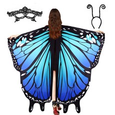 한타오 여성용 나비 날개 의상 할로윈 나비 망토 의상 나비 요정 날개 숄 마스크 머리띠