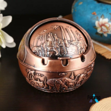 세계일주 커버 복고풍 창조적 인 성격 가을 저항하는 유럽 가정 거실 커피 테이블 대형 고급 재떨이를 가진 재떨이 방풍, 구홍통 [성], 9cm * 10.5cm, 1개