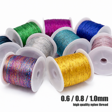 [비즈엔케이] 금사 은사 0.6/0.8/1.0mm 색상선택23종 비즈공예 구디백 매듭팔찌 태슬 만들기 마크라메 부자재, 1개, 1.골드사0.6mm(10M)