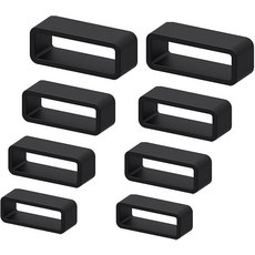 HMDZMR 8Pcs 시계 밴드 키퍼 스트랩 홀더 18mm20mm22mm24mm 고무 루프 스마트 스포츠 관찰자용 교체용 고리 액세서리블랙