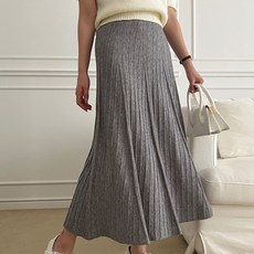 針織女款腰部鬆緊帶百褶長版及踝針織Merunkin半身裙