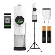 비접촉 자동 손소독기 듀얼 온도계 발열체크기 DT365 pro 풀세트(삼각대+아답터+충전지+QR체크인거치대) 실외 사계절 겨울 사용가능