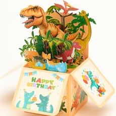 카드플리즈 공룡 생일카드 팝업 입체 카드 - 어린이집 어린이 유아 남아 여아 생일카드 축하 파티