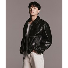 무신사 스탠다드 [이도현 PICK]페이디드 신세틱 레더 드리즐러 자켓 재킷 [블랙]