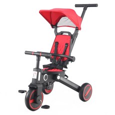 BabyBabe 艾力克II 幼兒騎乘三輪車(多功能)，安全耐用，促進平衡感發展，寶寶的理想學步玩具, 寶石紅, 1個