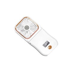 三合一摺疊掛脖風扇 手持立扇 行動電源, 皓月白, 16212-04