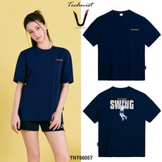 테크니스트 티셔츠 배드민턴 반팔 상의 코튼라이크 오버핏 네이비 TNT66057 남녀공용