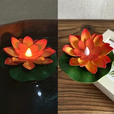 시뮬레이션 부동 연꽃 빛 LED 밤 램프 정원 물고기 탱크 장식 꽃 축제 파티 조명 빛을 기원, 06 10CM Orange