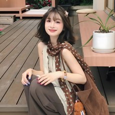 法式復古波點長條領巾