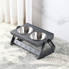 YOKOSOO 조절 가능한 높이 스테인리스 애완동물 식기대, 1개, 그레이