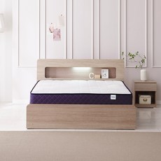[수도권 빠른배송] 하포스 레이 E0등급 3단 멀티 서랍형 LED 침대 S SS D Q (매트포함 지정일설치), 레이 3단 수납형 [오크] 슈퍼싱글, 9존독립 화이트 매트