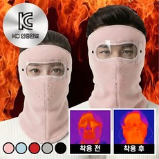 KC인증 리에라벨 페이스 풀가드 방한 마스크 고글, 베이비핑크(넥가드형), 1개, 2개입