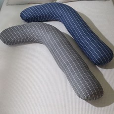 홈스토리 숙면 꿀잠 바디필로우 롱쿠션 안고자는 긴베개 L자형 솜포함, 체크 L바디필로우 네이비