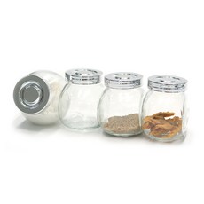 라이탄 유리 양념통 150ml 4개 혜문스토어 깨통 미니양념통 주방수납 유리양념통 양념통정리