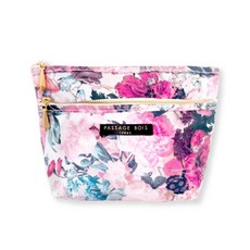 【Passage Bois】緹花 雙層拉鍊面紙化妝包, 白色, 1個