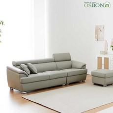 오스본가구 원조 라티나 구스다운 헤드레스트 4인용 가죽 소파, 라티나 4인용 면피소파+스툴