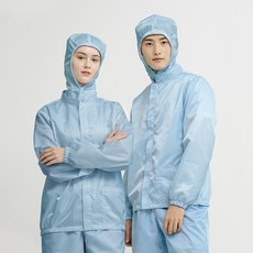 제이앤제이몰 긴팔 자켓 편안한 제전위생복 식품공장 클린룸 제조업체 작업 방진복, 1개, 블루