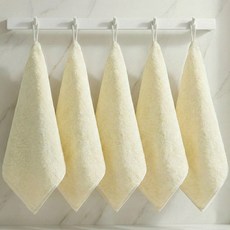 쉬라즈리빙 더소프트 40수 코마사 고리 핸드타월 65g, 5개, 크림옐로우