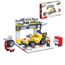 블럭자동차 타이어 검사장 자동차블록 블록장난감, 옐로우, 혼합