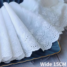 15CM 와이드 절묘한 순수한 흰색 면화 중공 수 놓은 꽃 레이스 리본 DIY 수제 의류 드레스 천으로 재봉 액세서리, 보여진 바와 같이, 1개