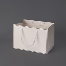[슈에디자인] 답례품 선물 와이드 빅 넓은 대형 고급 쇼핑백 10개 (화이트끈) -화과자20구 상자 가능, 10개 1묶음, 화이트종이백(앞면프레임)/화이트손잡이끈