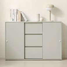 룸앤디 국내 제조 스르륵 슬라이딩 3단 일반형 수납장 방문설치, 그레이