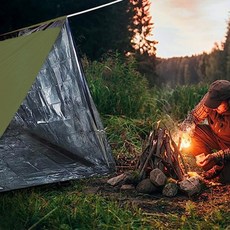 플렉스몰 응급 생존 비상 휴대용 텐트 바람막이 침낭 담요, 그린