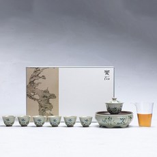 整套茶具套裝功夫茶具茶道配件, 1個, 祕青-福靈文竹套組:如圖所示