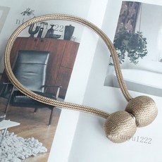 免綁磁吸窗簾扣 窗簾綁帶 歐美簡約磁吸扣, 香檳色,1對裝（2條）【強磁】, 1個