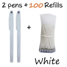 102 개/대 고온 사라지는 지울 수있는 젤 펜 리필 섬유 직물 마커 열 양재 PU 가죽 봉제, 2)102Pcs White set