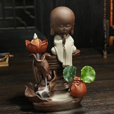 紫砂三不小沙彌蓮花倒流香爐, 蓮花香爐墨綠