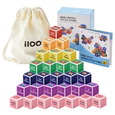 아이백 i100 인지발달 놀면서 배우는 3세대 사각 큐브 자석블럭 [A형] 32pcs+가이드북+파우치세트, A형, 1세트
