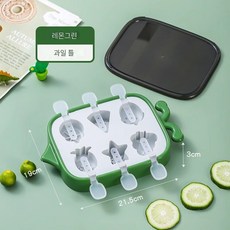 [해외배송]수제 가정용 어린이 아이스바 몰드 아이스크림 및 치즈스틱 냉동 몰드, 초록 과일 실리콘 아이스막대 6개, 6개, 초록색