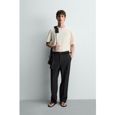 국내배송 ZARA 자라 남성 남자 코튼린넨 릴렉스핏 티셔츠 화이트 5372427250 1791711, L (KR 100-105)