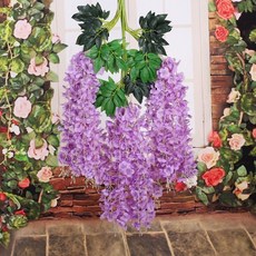 仿真紫藤花批發假花戶外吊頂室內垂吊婚慶裝飾景區藤條植物酒店, 升級加密款淺紫色（一包12支）, 1個