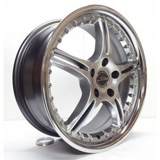 FK鋁圈 18吋 5/114.3 HS146 高亮銀邊包白鐵 鋁合金輪圈, 1個