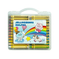 젤링베어즈 손에묻지않는 레일홀더 크레파스, 10개, 24색, 블루