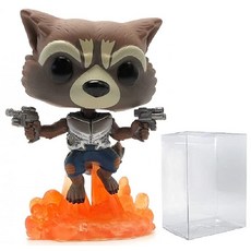 Funko 펀코팝 마블 가디언즈 오브 갤럭시 Vol. 2 플라잉 로켓 라쿤 피규어 멀티컬러 호환가능한 펀코 팝 박스 프로텍터 케이스